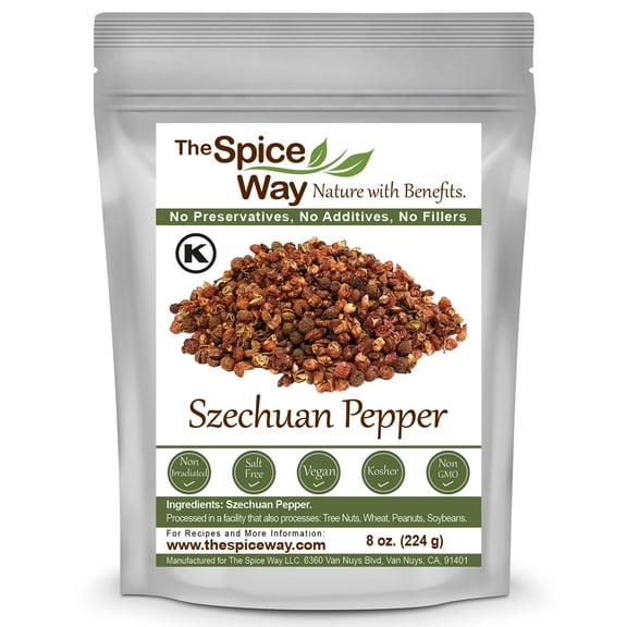 The Spice Way Szechuan Peppercorns - Chinese Sichuan cuisine All Natural - Resealable Pouch - 8 Oz.