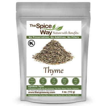 The Spice Way Thyme Leaves – Middle Eastern, Asian and American cuisine Spice Blend – All Natural – Resealable Pouch – 4 oz.