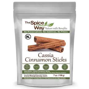 The Spice Way True Cinnamon Sticks - European, Middle Eastern, Asian, and American cuisine All Natural - Resealable Pouch - 7 Oz.