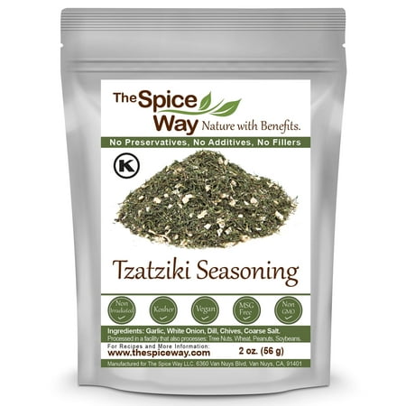 The Spice Way Tzatziki Spice Blend - Traditional Middle Eastern Spice Blend – All Natural – Resealable Pouch - 2 Oz.