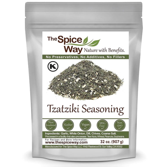 The Spice Way Tzatziki Spice Blend - Traditional Middle Eastern Spice Blend All Natural Resealable Pouch - 32 Oz.