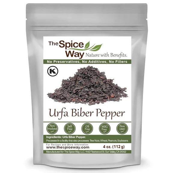 The Spice Way Urfa Biber - a Unique Black Chili Pepper Flakes - 4 oz.