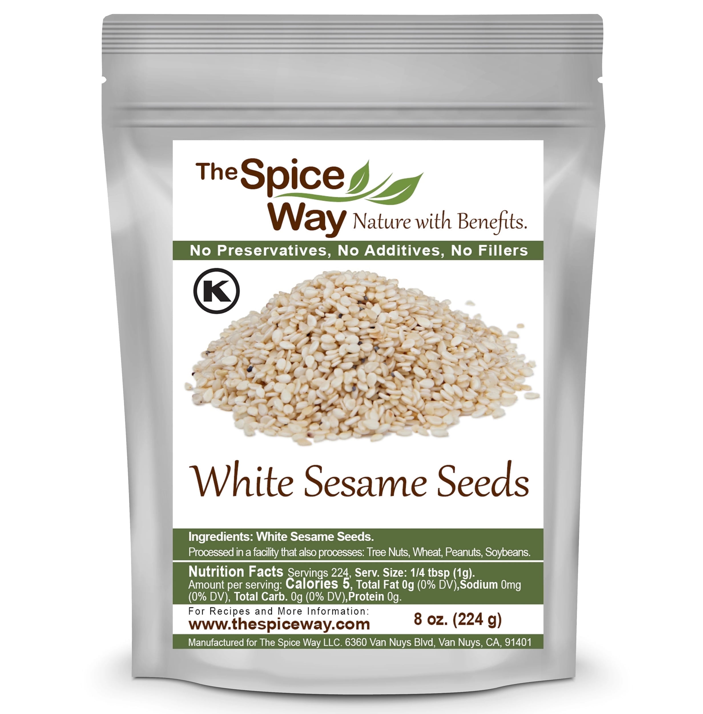 The Spice Way White Sesame Seeds - Middle Eastern and Asian Cuisine - 8 oz.