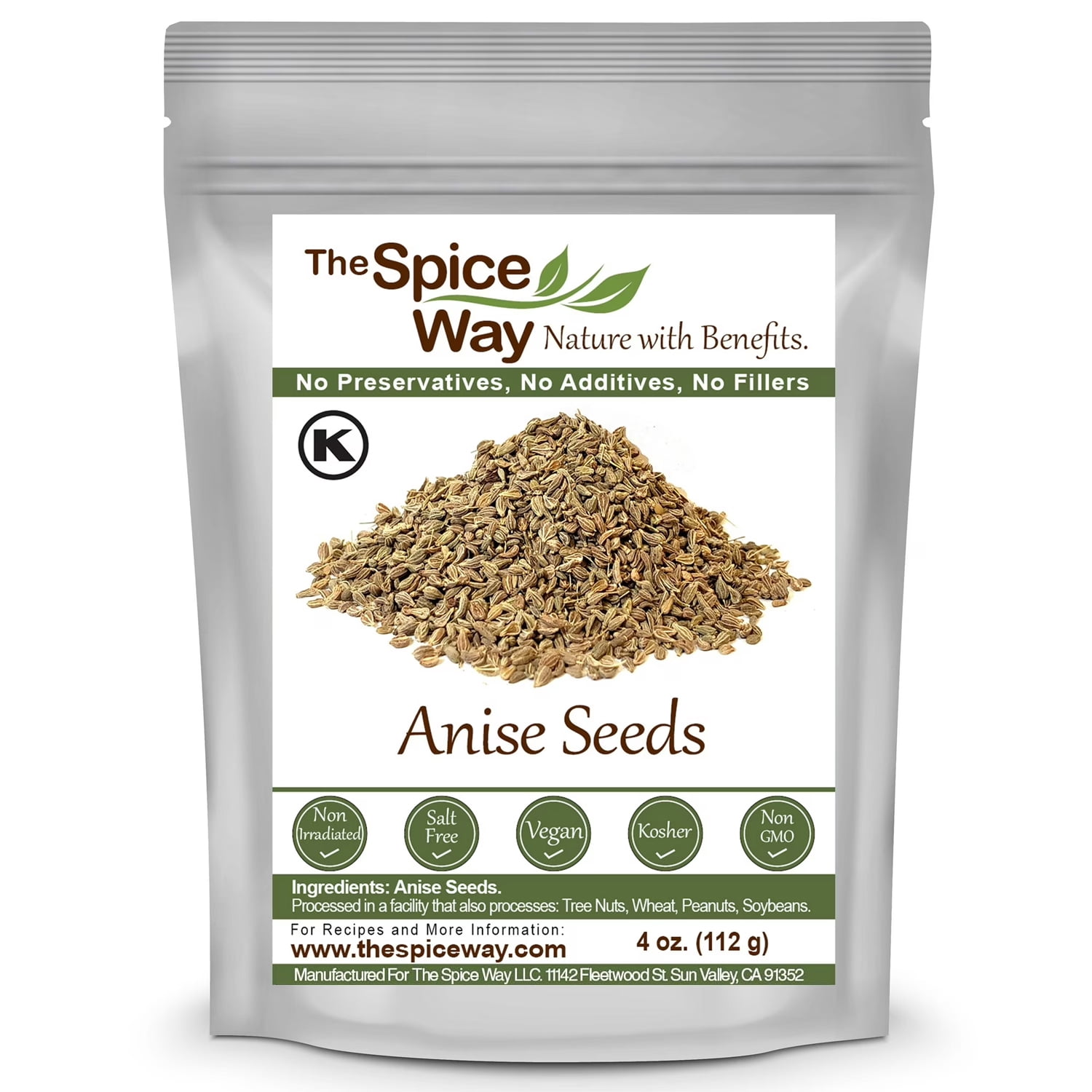 The Spice Way Whole Anise Seeds - Whole Spice, Middle Eastern, Mediterranean, and Asian Cuisines - 4 oz.