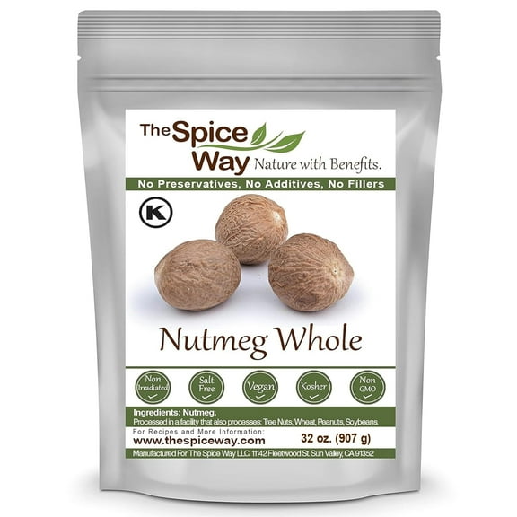 The Spice Way Whole Nutmeg - Middle Eastern, and Asian Spice Blend, All Natural - 32 oz.
