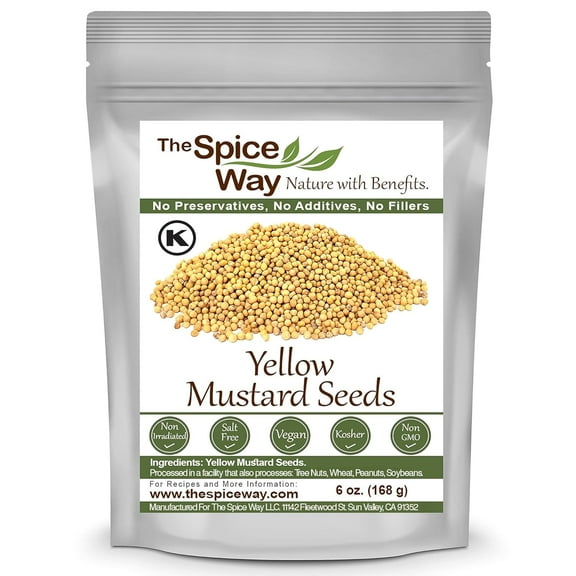 The Spice Way Yellow Mustard Seeds - European, Asian and American Cuisine Spice Blend - 6 oz.