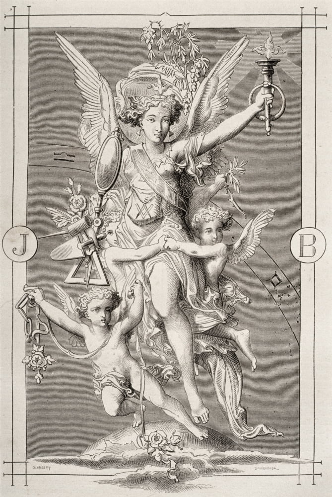 The Spirit Of The Masons Engraved By Stephane Pannemaker (1847-1930) Canvas Art - Ken Welsh Design Pics (22 x 34)