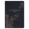 thumbnail image 1 of The Spiritual Growth Bible, Study Bible, NLT - New Living Translation Holy Bible, Faux Leather, Black Rose Gold Debossed Floral, 1 of 7
