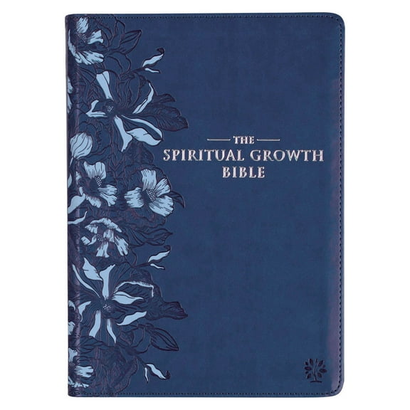 The Spiritual Growth Bible, Study Bible, NLT - New Living Translation Holy Bible, Faux Leather, Navy