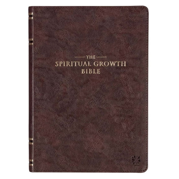 The Spiritual Growth Bible, Study Bible, NLT - New Living Translation Holy Bible, Faux Leather, Walnut Brown