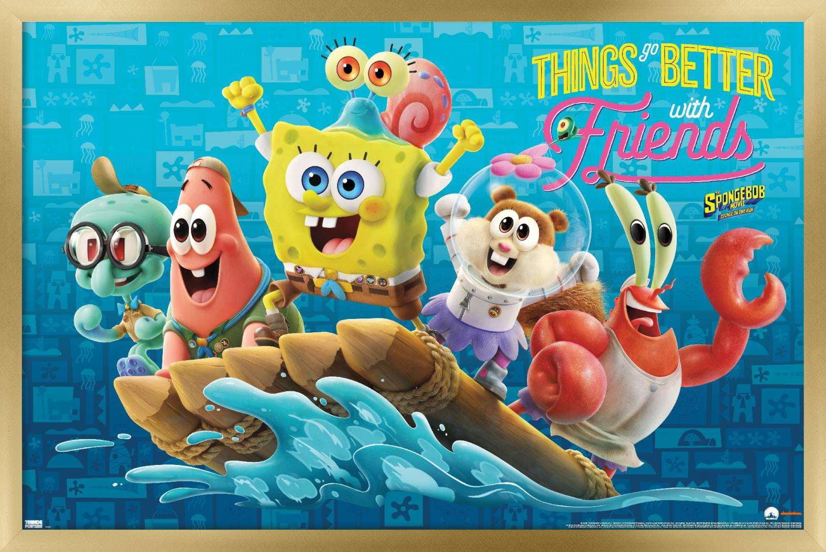The SpongeBob MoVie: Sponge On The Run - Friends Wall Poster, 22.375" x 34", Framed