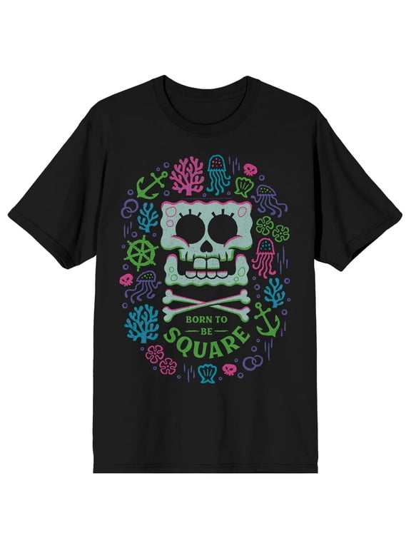 The SpongeBob Movie: Search For SquarePants (2025) SpongeBob Skeleton Men's Black Short Sleeve Tee-Medium