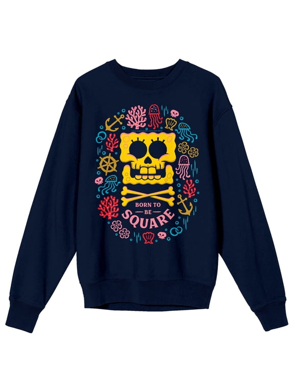 The SpongeBob Movie: Search For SquarePants (2025) SpongeBob Skeleton Women's Black Crew Neck Sweatshirt-Medium