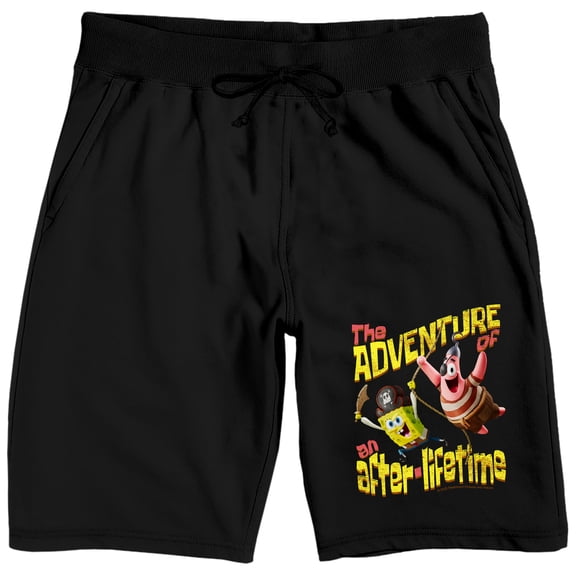 The SpongeBob Movie: Search For SquarePants Adventure Of An After-Life Time Men’s Black Lounge Shorts-Large