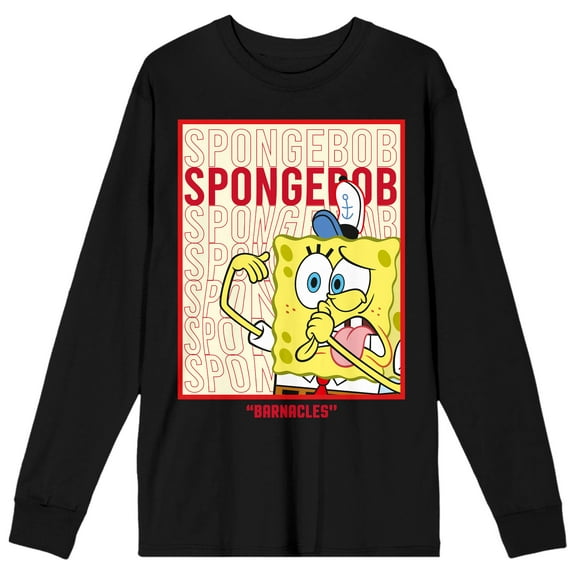 The SpongeBob SquarePants Barnacles Black  Mens Long Sleeve Tee- 3XL