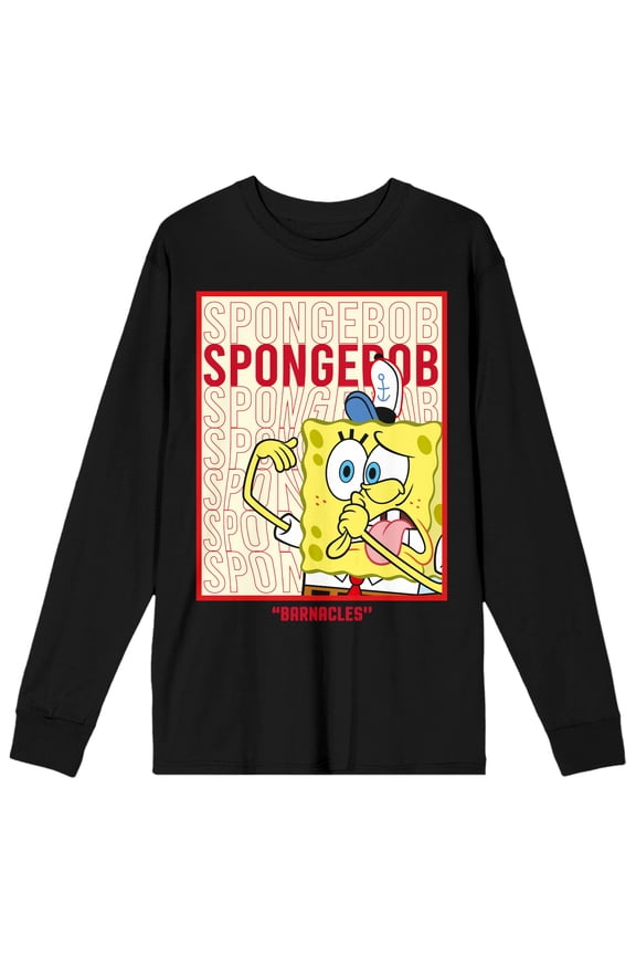 The SpongeBob SquarePants Barnacles Black  Mens Long Sleeve Tee- S