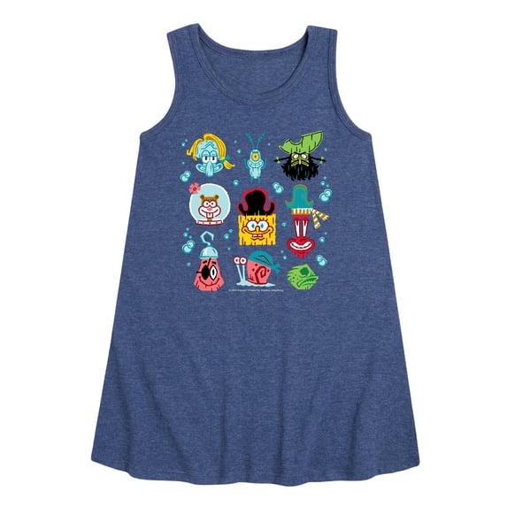 The Spongebob Movie: Search For Squarepants - Grid - Toddler And Youth Girls Short Sleeve Aline Dress