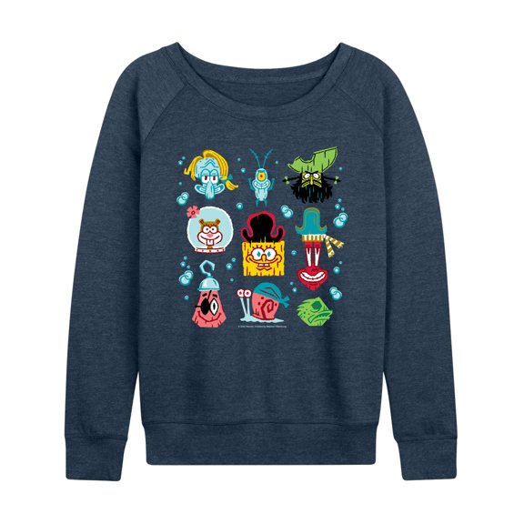 The Spongebob Movie: Search For Squarepants - Grid - Women's French Terry Long Sleeve Pullover