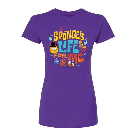The Spongebob Movie: Search For Squarepants - Sponges Life For Me - Juniors Fitted Short Sleeve Graohic T-Shirt