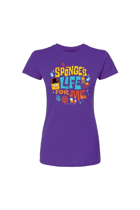 The Spongebob Movie: Search For Squarepants - Sponges Life For Me - Juniors Fitted Short Sleeve Graohic T-Shirt