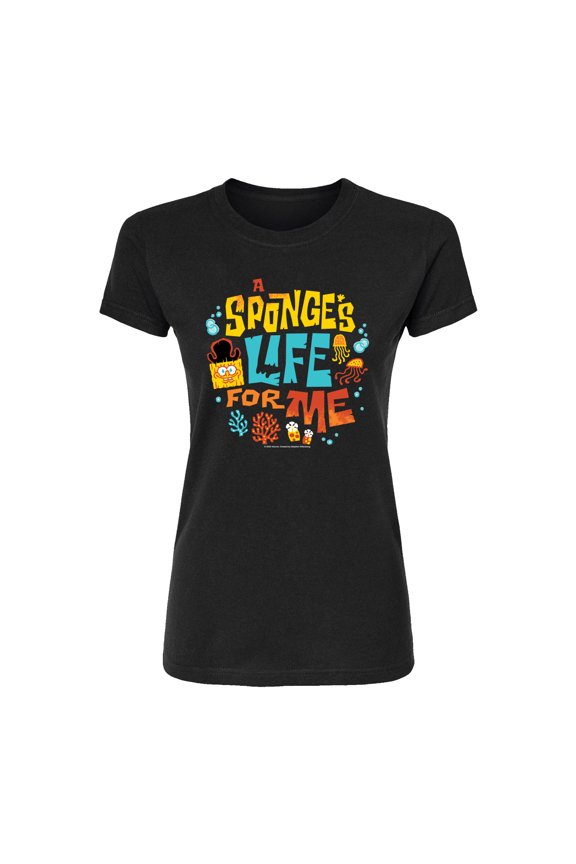 The Spongebob Movie: Search For Squarepants - Sponges Life For Me - Juniors Fitted Short Sleeve Graohic T-Shirt