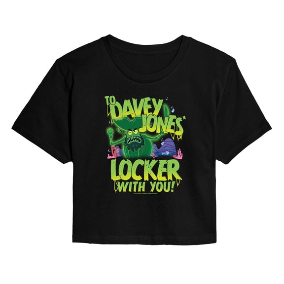 The Spongebob Movie: Search For Squarepants - To Davey Jones Locker - Juniors Cropped Short Sleeve Graphic T-Shirt