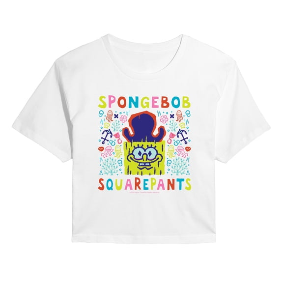 The Spongebob Movie: Search For Squarepants - Underworld - Juniors Cropped Short Sleeve Graphic T-Shirt