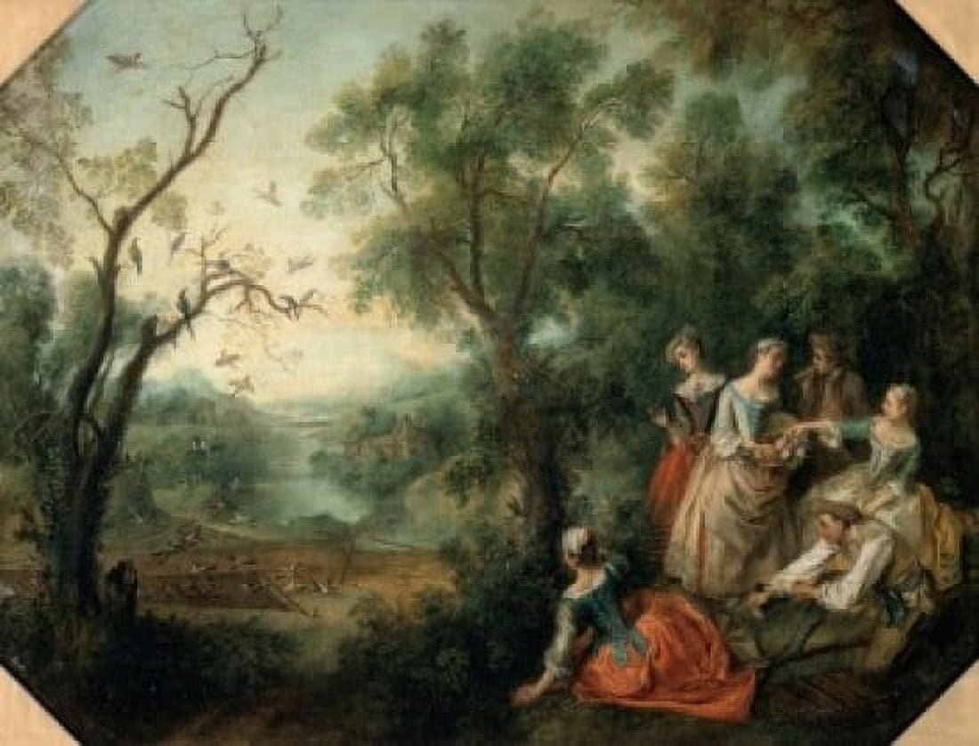 The Spring 18th C Nicolas Lancret (1690-1743French) Musee du Louvre Paris Canvas Art - Nicolas Lancret (18 x 24)