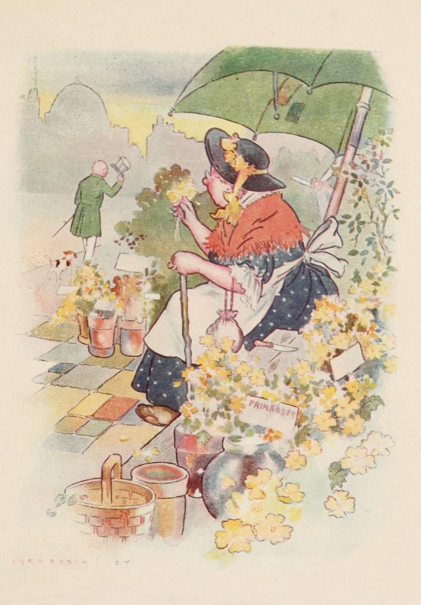 The Spring Cleaning 1908 Flower seller Canvas Art - Harrison Cady (18 x 24)
