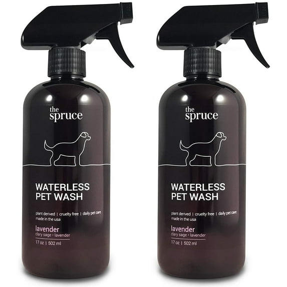 The Spruce Waterless Shampoo for Pets No Rinse Deodorizing Spray 17 Oz, Lavender 2-Pack
