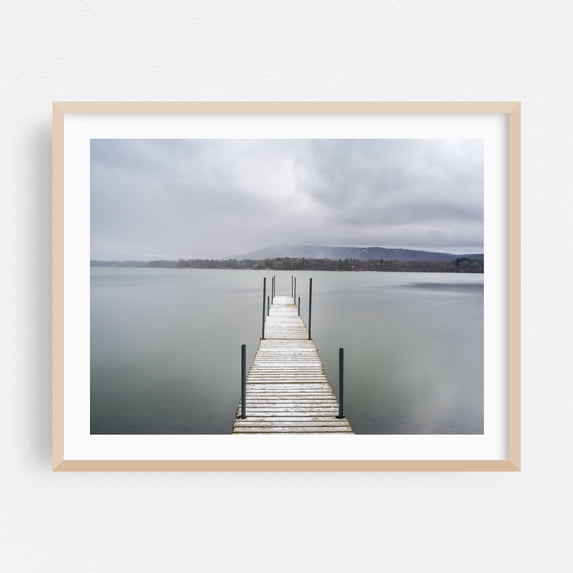The Squall - Photography Lake Winter Scenic Nature Water Foggy Oak Framed Wall Art Print 11 x 14 inches