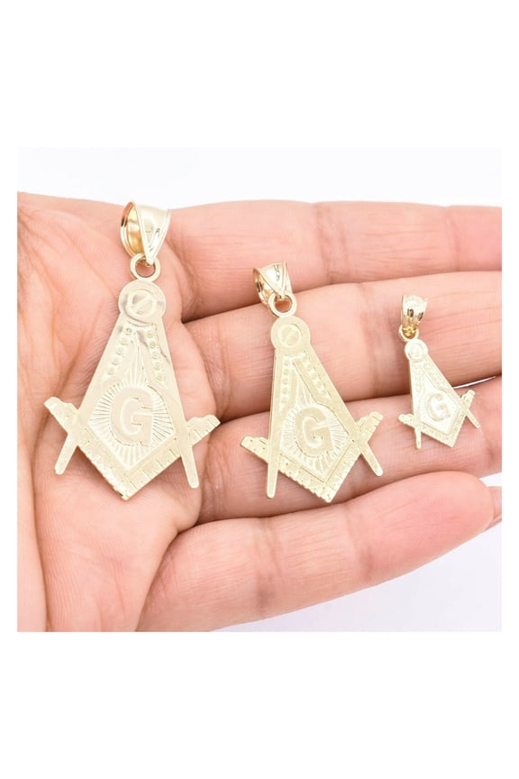 The Square and Compasses Masonic Pendant Unisex Adult 10K Yellow Gold, All Sizes - Goldum NYC