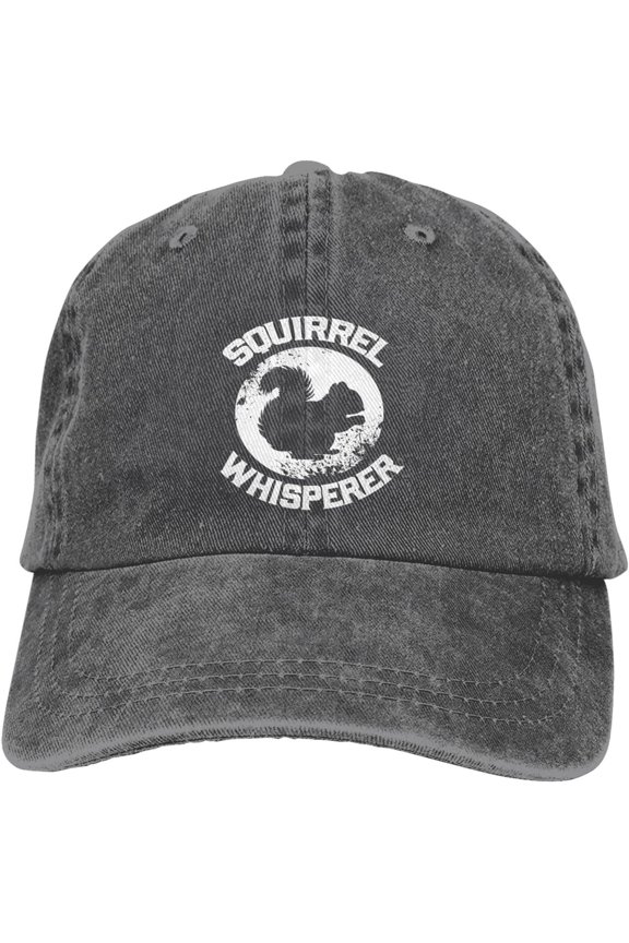 The Squirrel Whisperer Hat Distressed Cotton Washed Baseball Cap Black Funny Denim Hats Unisex Adjustable