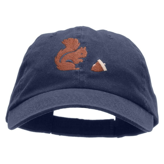 The Squirrel and the Acorn Embroidered Low Profile Dyed Cotton Twill Cap - Navy OSFM