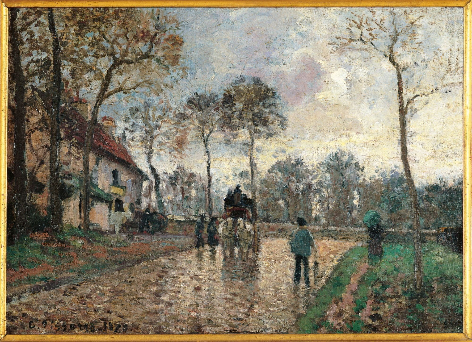 The Stagecoach At Louveciennes Canvas Art - (24 x 18)