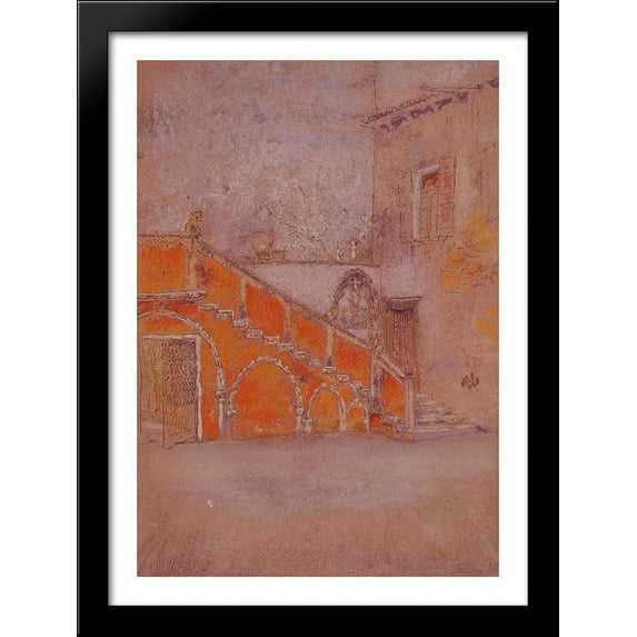 The Staircase: Note in Red 28x38 Large Black Wood Framed Print Art by James Abbott McNeill Whistler