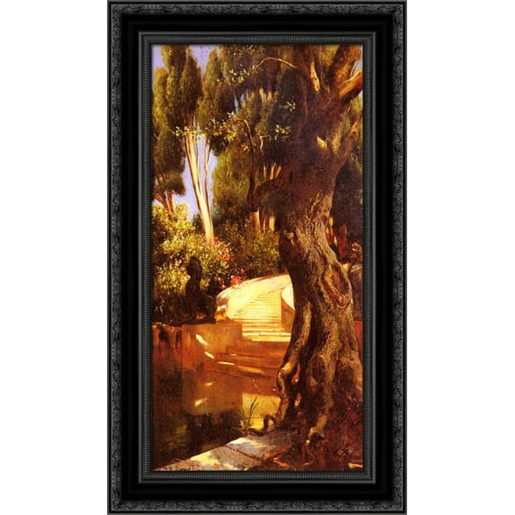 The Staircase Under The Trees 17x24 Black Ornate Wood Framed Canvas Art by Ernst, Rudolf