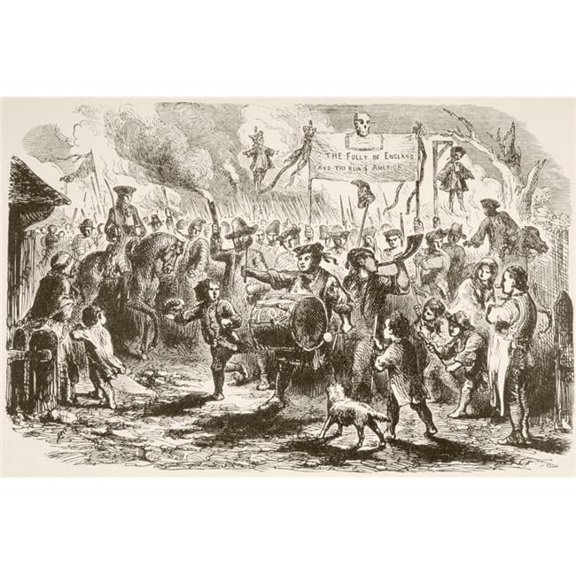 The Stamp Act Riots In New York, 1765 From A 19th Century Illustration Poster Print, 18 x 11