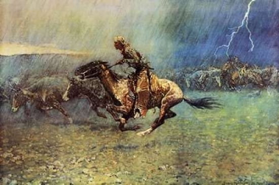 The Stampede Canvas Art - Frederic Remington (12 x 18)