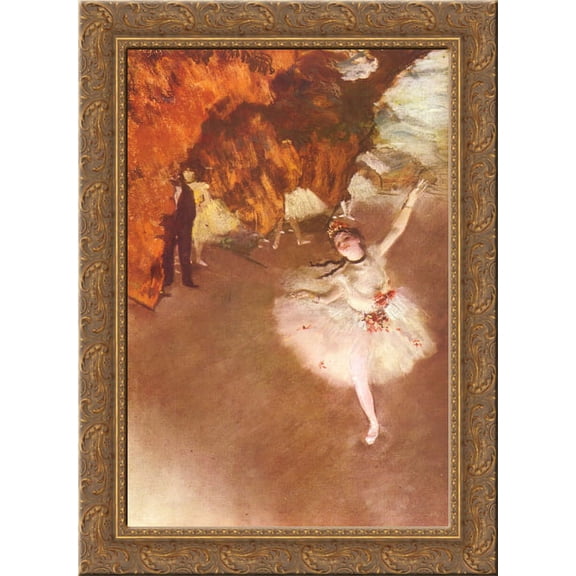 The Star (Dancer on Stage) 24x18 Gold Ornate Wood Framed Canvas Art by Edgar Degas