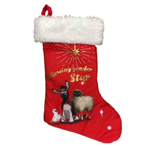 The Star Movie Red Following Yonder Star Christian Nativity Christmas Stocking