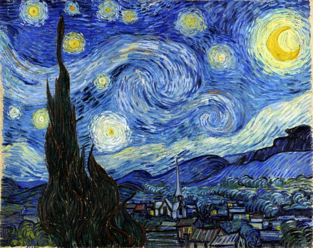 The Starry Night 1889 Classic Art Print Canvas Art - Vincent Van Gogh (18 x 24)