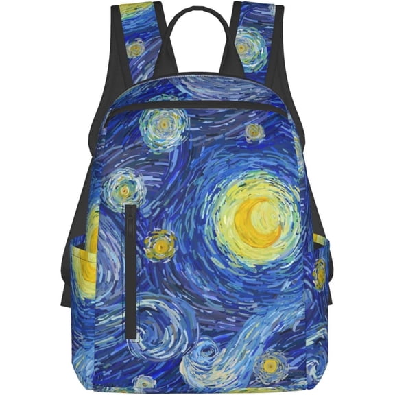 The Starry Night Backpack Fashion Daypack Lightweight Large Capacity Rucksack Schoolbag Unisex to Work, Travel ,Casual For Gift
