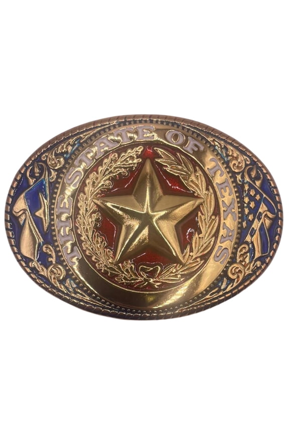 The State of Texas Lone Star Emblem Gold Tone Unisex Fashion Western Cowboy Belt Buckles