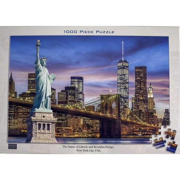 The Statue of Liberty and Brooklyn Bridge, a 1000-piece Puzzle by Tomax Puzzles