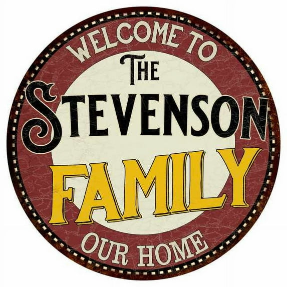 The Stevenson Family 14" Round Metal Sign Kitchen Game Room Decor 100140038396