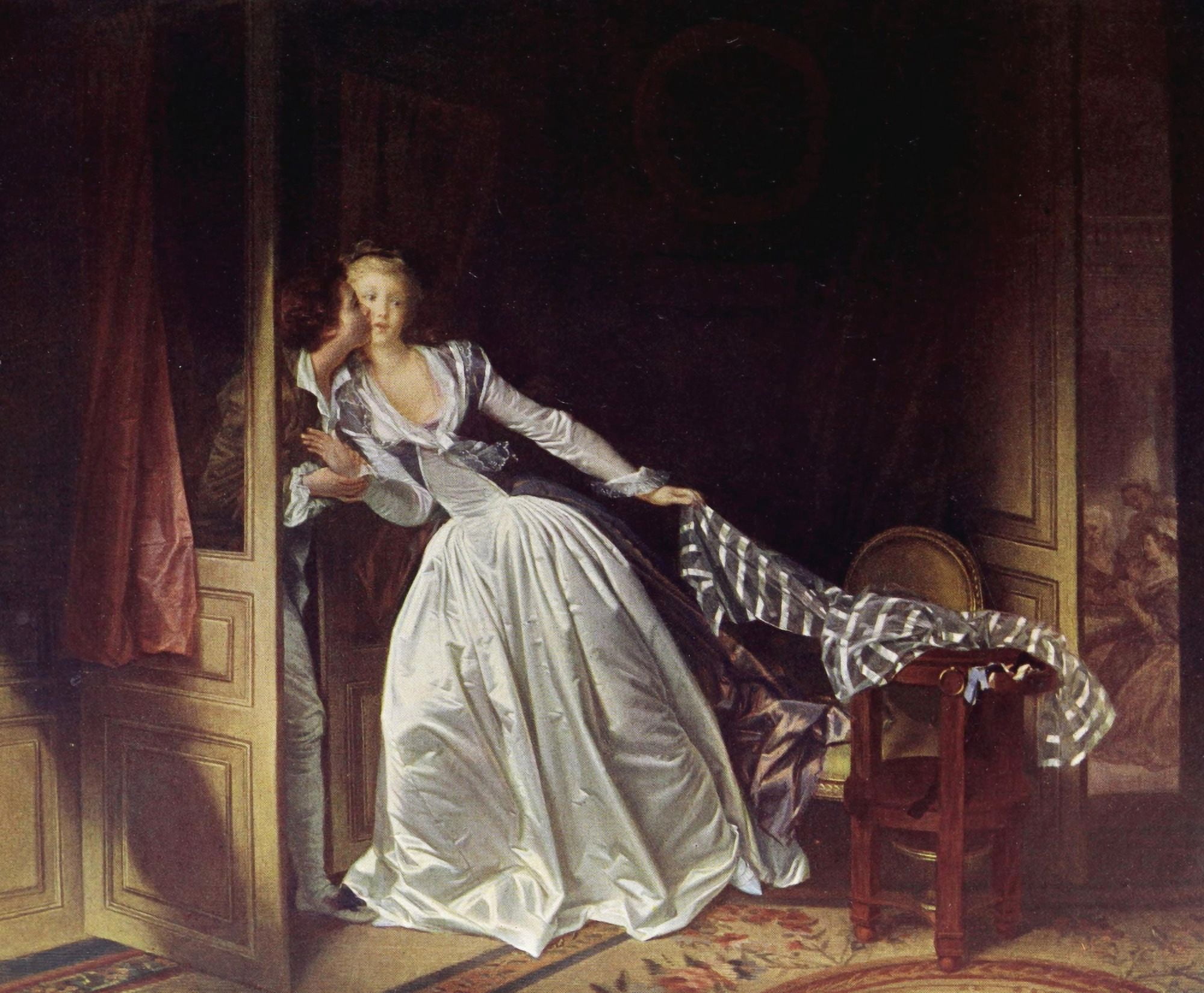 The Stolen Kiss French Painting 1931 Canvas Art - Jean-Honor Fragonard (18 x 24)