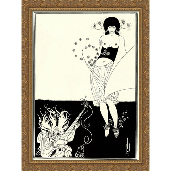 The Stomach Dance 28x36 Large Gold Ornate Wood Framed Canvas Art by Aubrey Beardsley