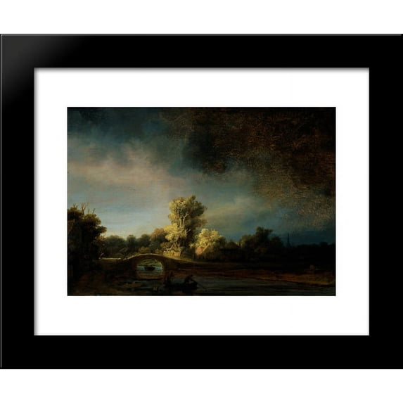 The Stone Bridge 20x24 Framed Art Print by Rembrandt