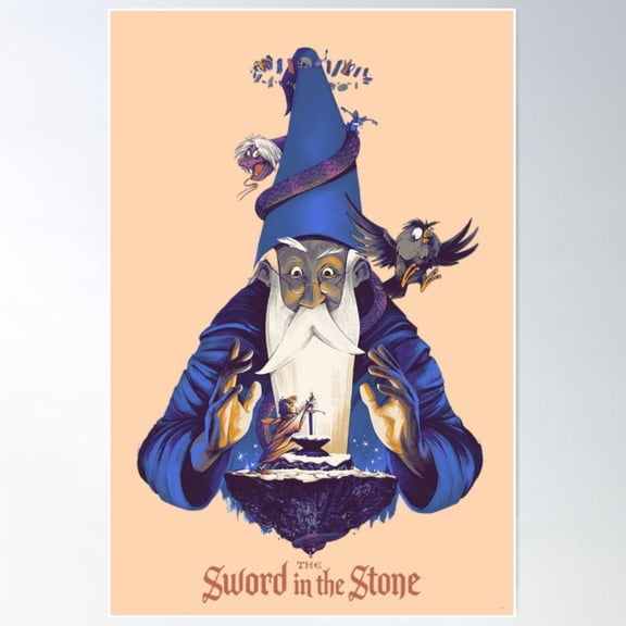 The Stone In The Sword Cartoon Merchandise Poster Wall Art, Modern Wall Decor For Living Room Bedroom, 24x36 UNFRAMED